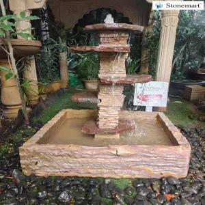 36 Inch, 160 Kg Natural Stone Waterfall Fountain For Living Room, Garden, Lawn, And Patio