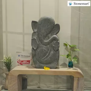 3 Feet Granite Ganesha Sculpture For Home Decor With Stone Pedestal Stand