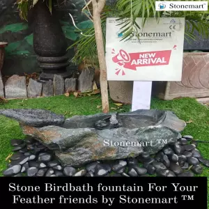 Sold To Erode, Tamil Nadu - Rustic Stone Bird Bath Fountain For Your Feathered Friends