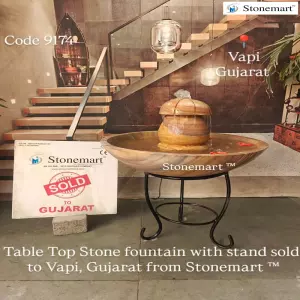 Sold To Vapi, Gujarat - Natural Stone Table Top Water Fountain With Stand