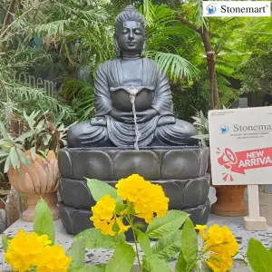 3 Feet, 250 Kg Black Marble Buddha Water Fountain