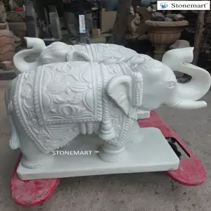 2 Feet Hand Carved Majestic Elephant Sculptures For Vastu