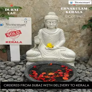 Sold To Ernakulam, Kerala - 2 Feet Handcrafted Abhaya Mudra Buddha Sculpture In White Marble