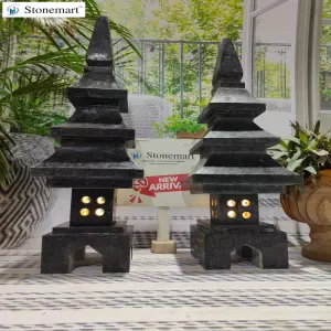 26 Inch Hand Carved Granite Japanese Pagoda Lantern