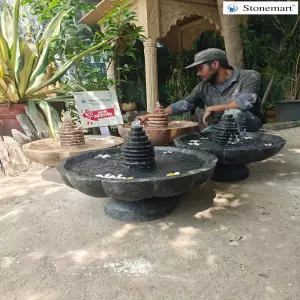 21 And 24 Inch Granite And Sandstone Urli Bird Bath Fountains For Modern Homes And Gardens
