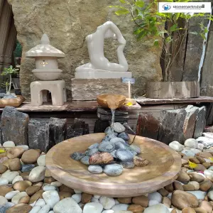 Zen Garden With Stone Sculpture