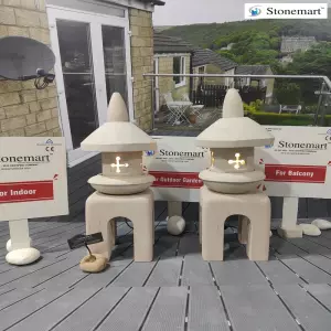 26 Inch White Sandstone Japanese Lanterns