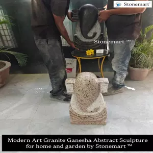 21 Inch Modern Abstract Granite Ganesha Sculptures In Two Colors