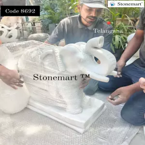 Packing 2Ft Marble Elephant Statues For Dispatch To A Jewellery Store In Hyderabad, Telangana