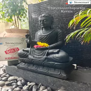 Sold To Thiruvananthapuram, Kerala - 39 Inch Abhaya Mudra Granite Buddha Fountain For Home And Garden Decor