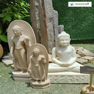 Sold 18 Inch And 12 Inch Stone Buddha Idols