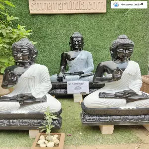 Sold 3 And 4 Feet Dual Polished Marble Buddha Statue