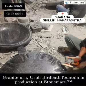 Granite Urli Fountains Manufacturing In Progress For Dharana, Well Being Retreat, Shillim, Maharashtra