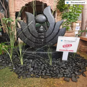 Sold To Bengaluru, Karnataka - Black Granite Lotus Water Fountain For Indoor And Outdoor Decor