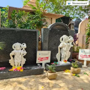 Granite Fountain With Lord Hanuman Marble Idol