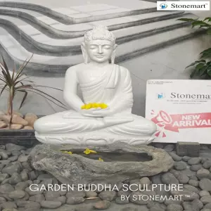 Available - Meditating Marble Buddha Sculpture In 2 Feet For Home And Garden