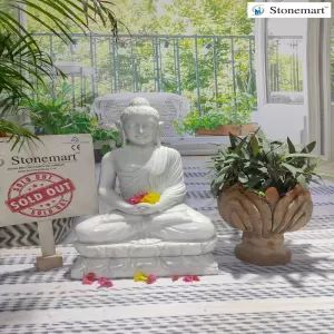 Sold To Mumbai, Maharashtra 2 Feet Marble Buddha Sculpture In Meditation Mudra For Home