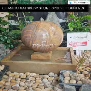 Mesmerising Natural Stone Sphere Water Feature For Home And Garden Decor
