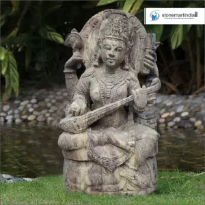 Sold Goddess Saraswati Stone Statue
