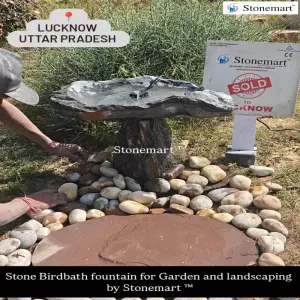 Sold To Lucknow, Uttar Pradesh - Natural Stone Bird Bath Water Fountain For Balcony And Garden