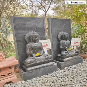 Sold To Namakkal Dist, Tamil Nadu And To Ichalkaranji, Maharashtra 5 Feet, 700 Kg Marble Buddha With Granite Water Fountain