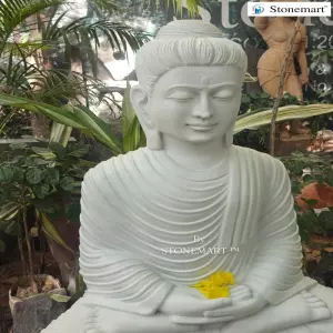 Ordered From Dubai For Mangalore, Karnataka - 3 Feet White Buddha Statue For Meditation And Home Decoration
