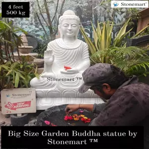 Sold To Madurai, Tamil Nadu - 4Ft Big Size White Buddha Statue For Indoor Outdoor