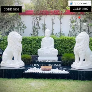 Client Testimonial Of 4 Feet Marble Buddha Statue And Lion Sculptures From Gorakhpur, Up