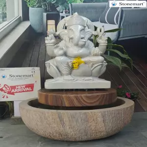 3 Feet Stone Ganesha Fountain For Foyer Areas, Entrances, Office Receptions