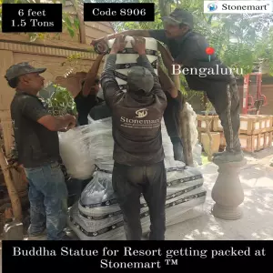 Packing 183 Cm Black Buddha Statue For Shipping To A Real Estate Group, Bengaluru, Karnataka