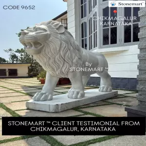 Client Testimonial Of 6 Feet Marble Stone Lion Statue From Chikmagalur, Karnataka