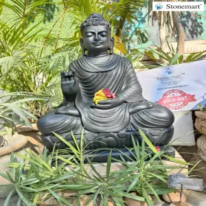 Sold 2 Feet Black Marble Abhaya Mudra Buddha