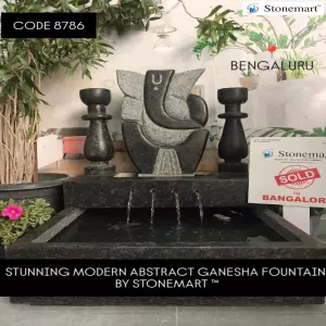 Sold To Bengaluru, Karnataka - Stunning Modern Abstract Granite Ganesha Waterfall Fountain