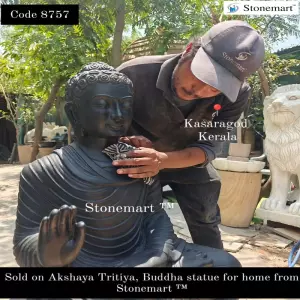 Sold To Kasaragod, Kerala - 3Ft Black Abhaya Mudra Buddha Statue For Indoor Outdoor