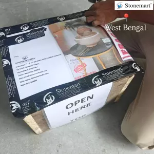 Packing Stone Sphere Water Feature For Shipment To West Bengal