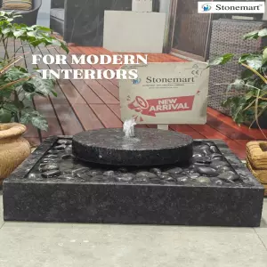 24 Inch Handcrafted Granite Water Feature For Foyer Decor