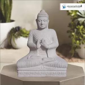 Available Big 5 Feet Dharmachakra Mudra White Buddha Statue For Garden, Farmhouse