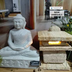 Sold 2 Feet Buddha Statue With Japanese Lamp