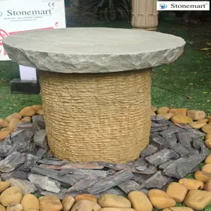 Sold To Lucknow, Uttar Pradesh - Luxury Stone Monolith Coffee Table For Balconies, Gardens, And Terraces