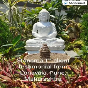 Client Testimonial Of 3 Feet Marble Buddha Idol With Granite Urli From Lonavala, Pune, Maharashtra