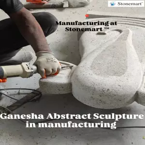 Carving Modern Abstract Ganesha Sculpture In Granite Stone