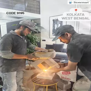 Sold To Kolkata, West Bengal - Handcrafted Serene Table Top Stone Water Fountain With Light