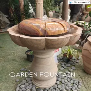3 Feet, 200 Kg Rainbow Sandstone Water Feature For Indoor And Outdoor