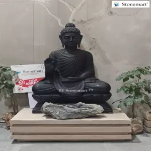 Ordered From Uk, London, For Thiruvananthapuram, Kerala - Stone Buddha Statue 3 Feet For Home In Abhaya Mudra Posture