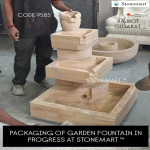 Packing Sandstone Cascading Fountain For Shipping To Rajkot, Gujarat