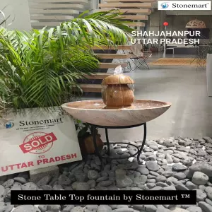 Sold To Shahjahanpur, Uttar Pradesh - Small Stone Water Feature For Console Table