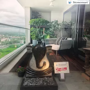 3.5 Feet Handcarved Granite Ganesha Abstract Sculpture For Modern Home And Garden