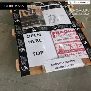 Packing Granite Ganesha Fountain For Shipping To Bengaluru, Karnataka