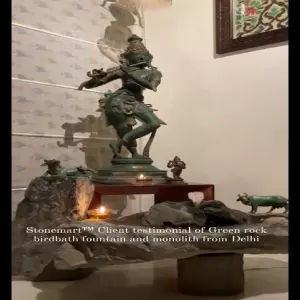 Client Testimonial Of Green Rock Birdbath Fountain And Monolith From New Delhi