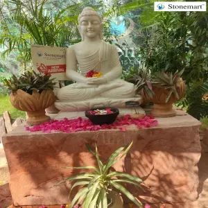 Sold To Ranebennur, Karnataka 3 Feet Hand Made Dhyana Mudra Marble Buddha Statue